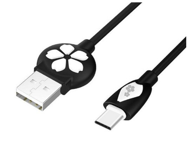 Дата-кабель Hoco JP15 Type-C - USB (цветок) черный, 1м