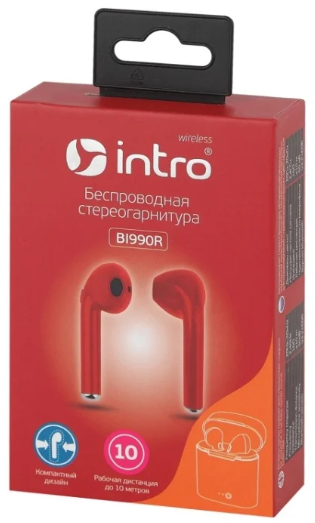 Беспроводные наушники Intro Bl990R красные