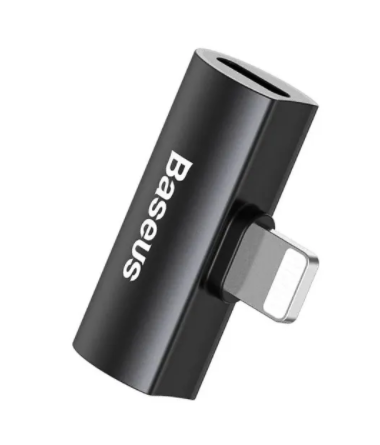 Переходник Baseus L46 Lightning - 2xLightning (зарядка + наушники) черный