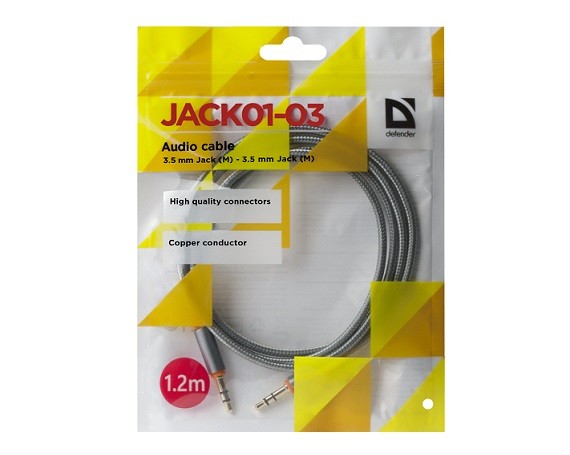 Кабель AUX 3.5 mm jack - 3.5 mm jack Defender 1.2m (Серый)