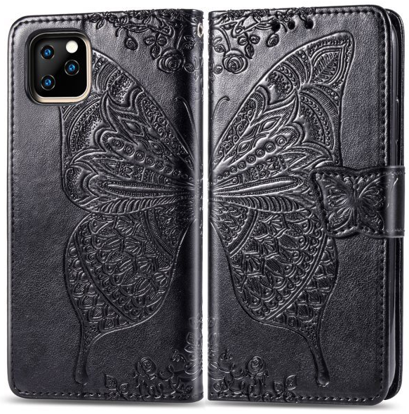 Чехол-книжка для iPhone 11 Pro 3D бабочка черный