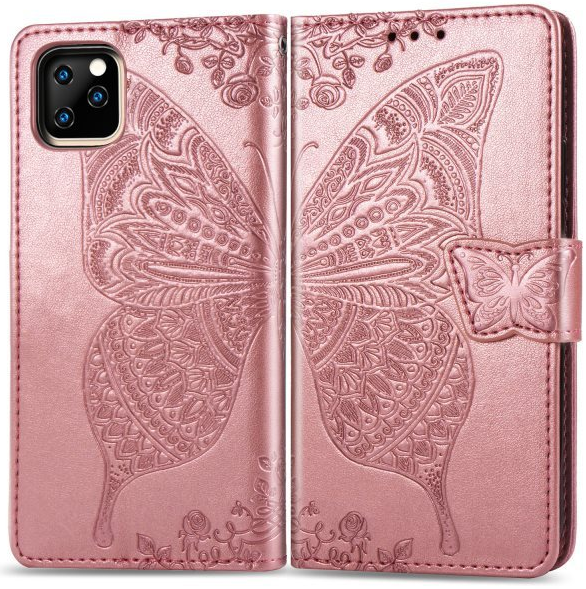 Чехол-книжка для iPhone 11 Pro 3D бабочка розовый