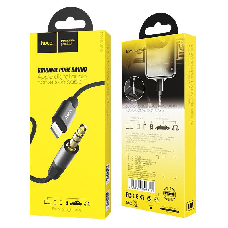 Кабель Hoco UPA13 iPhone 8Pin - 3.5 AUX 1м черный