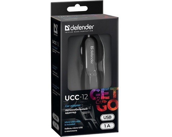 Автомобильное ЗУ Defender UCC-12, 5V/ 1A + кабель microUSB