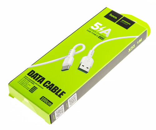 Кабель Hoco X33 Type-C - USB 5A белый, 1м