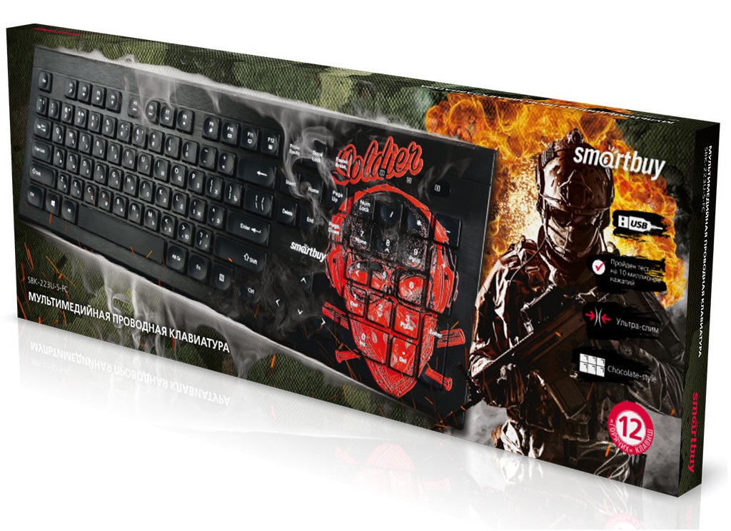 Клавиатура Smartbuy 223 Soldier USB, с принтом (SBK-223U-S-FC)/20