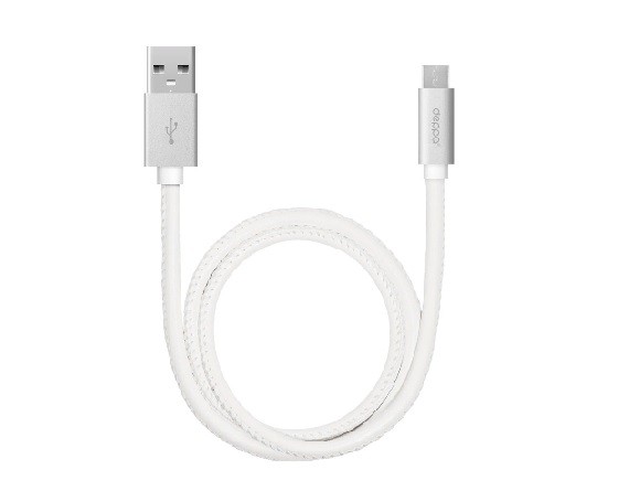 Дата-Кабель Deppa microUSB - USB алюминий/экокожа белый, 1.2м