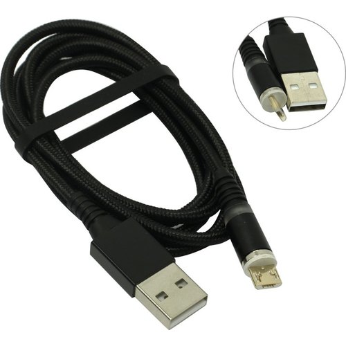 Дата-кабель магнитный MicroUSB черный (ik-10mt-2-k)