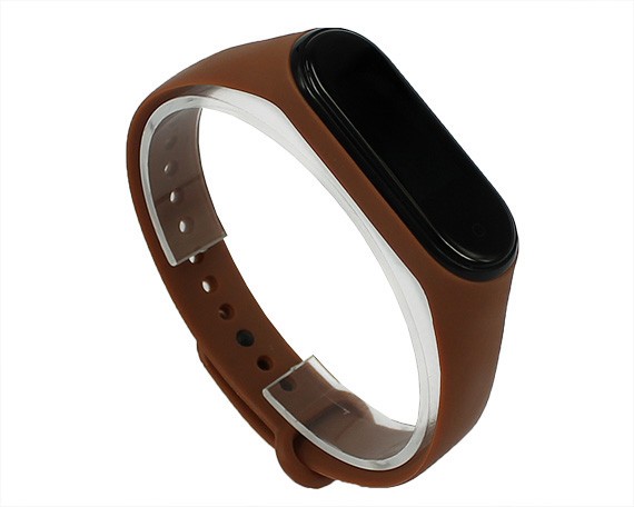Ремешок Xiaomi Mi Band 3/4 силиконовый коричнево-белый