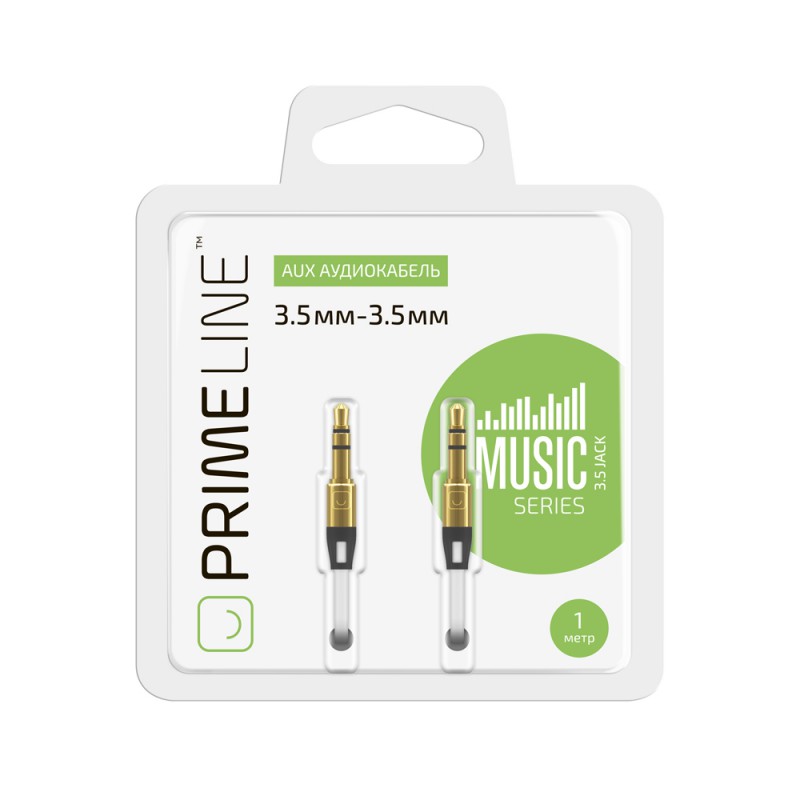 Кабель Prime Line AUX 3.5 mm jack - 3.5 mm jack, 1м