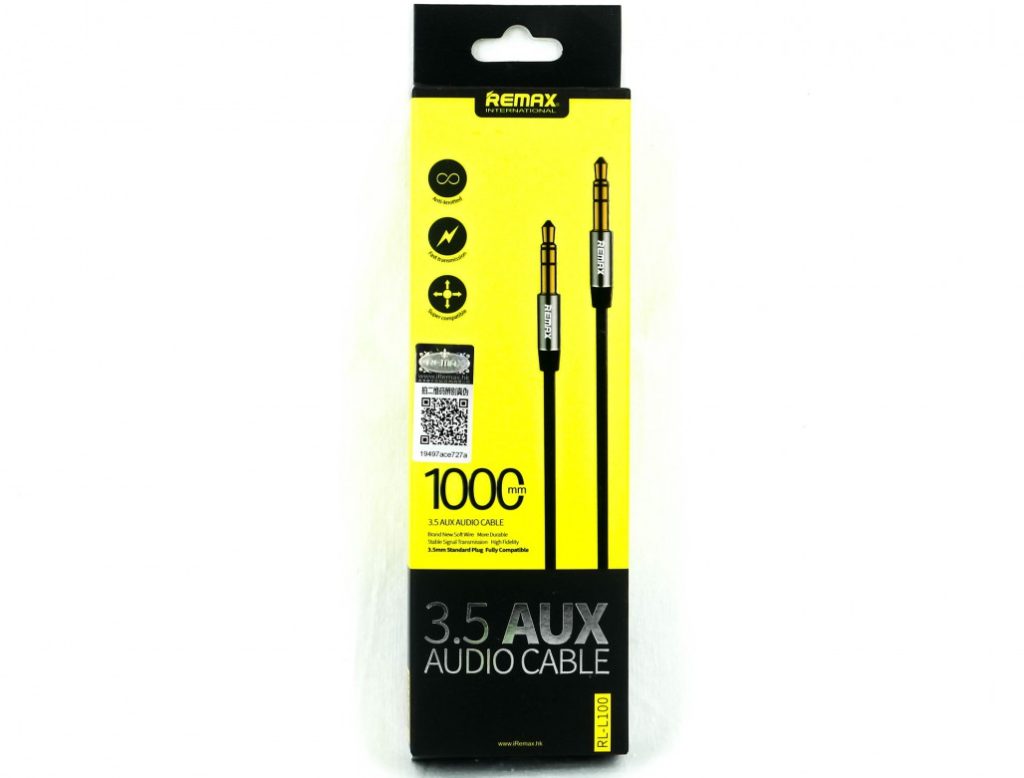 Кабель Remax RL-L100 AUX 3.5 mm jack - 3.5 mm jack, чёрный, 1м