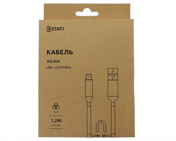 Кабель Kstati KS-004 Lightning - USB белый, 1.2м