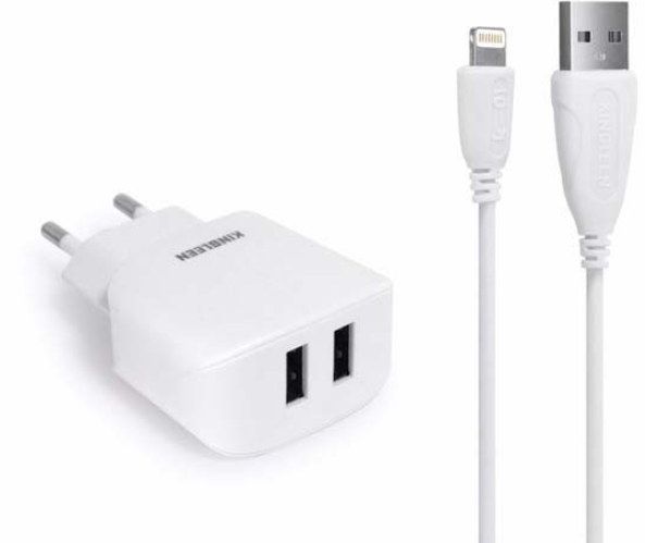Сетевое ЗУ + кабель Kingleen E05 для Lightning (1USB, 5V, 2.1A)