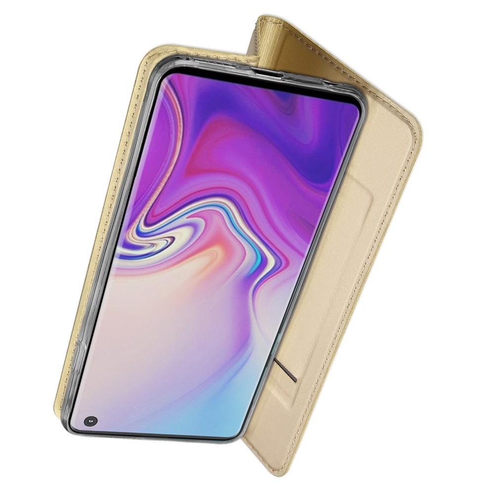 Чехол-книжка для Samsung Galaxy S10 PU (открывается в бок) золотой