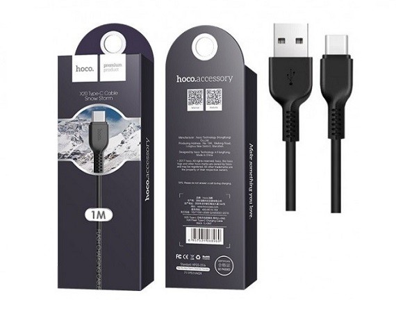 Дата-кабель Hoco Type-C USB X20 3A 1м черный