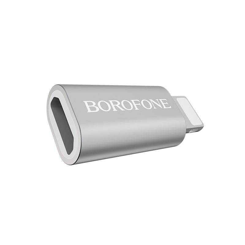 Переходник-адаптер Borofone BV5 microUSB - Apple Lightning 8-pin серый