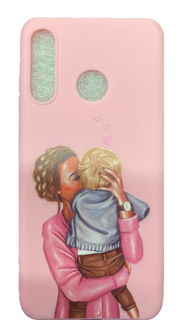 Чехол-накладка для Huawei P30 Lite розовый "Девушка с сыном"