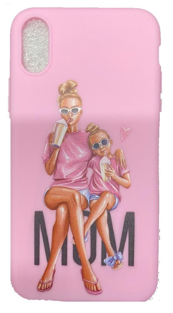 Чехол-накладка для iPhone X/XS розовый "MOM"
