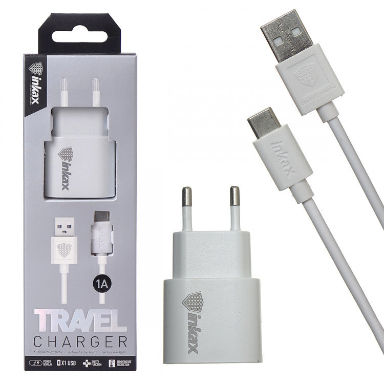 Сетевое ЗУ Inkax CD-08 + кабель Type-C (1A)