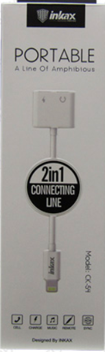 Адаптер-переходник Inkax Lightning на Apple Lightning x2 (наушники+зарядка)