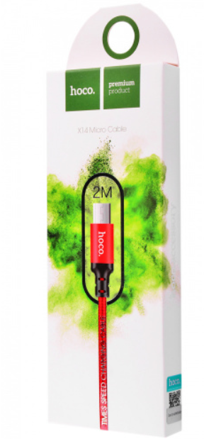 Дата-кабель Hoco MicroUSB X14 красный (2m)