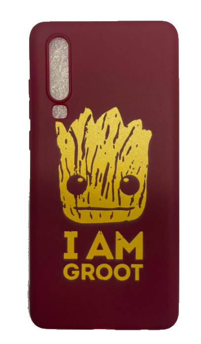 Чехол-накладка для Huawei P30 красный "I am Groot"
