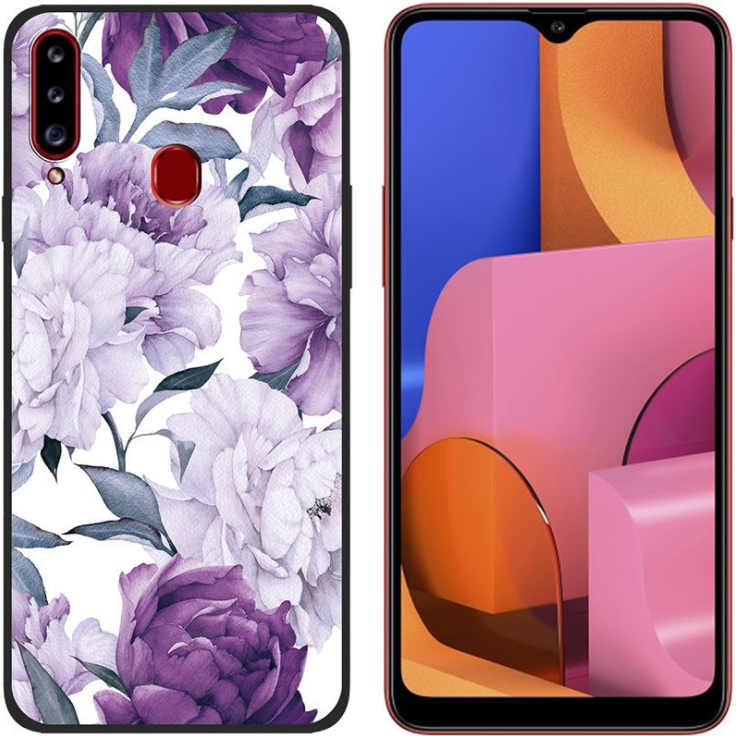 Чехол-накладка для Samsung Galaxy A20s (sm-a207f) Фиолетовые цветы