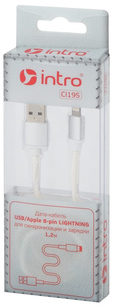 Дата-кабель CI195 Intro USB-Apple 8pin lightning 1,2м белый
