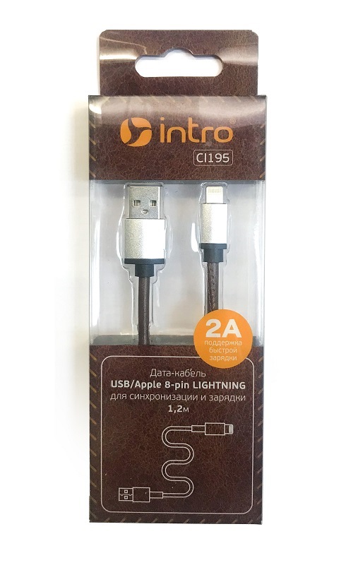 Дата-кабель CI195 Intro USB-Apple 8pin lightning 1,2м корчиневый