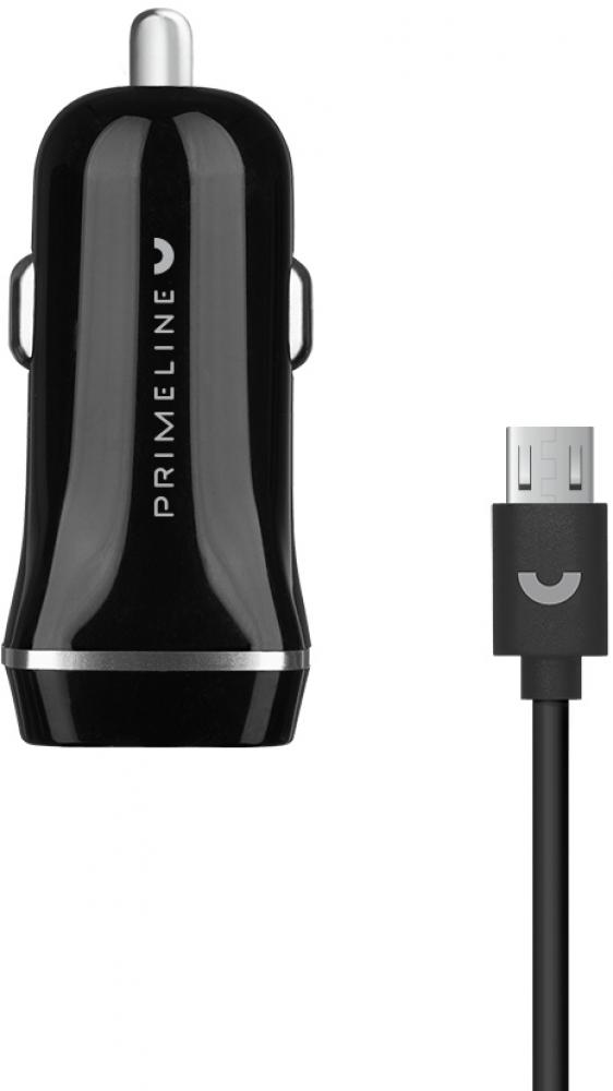 АЗУ-2USB Prime Line (2.4A) + кабель microUSB черное