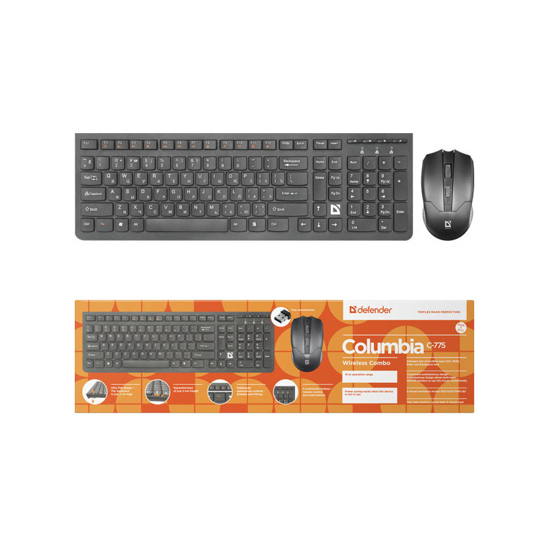 Клавиатура + мышь Defender С-775 Columbia черная