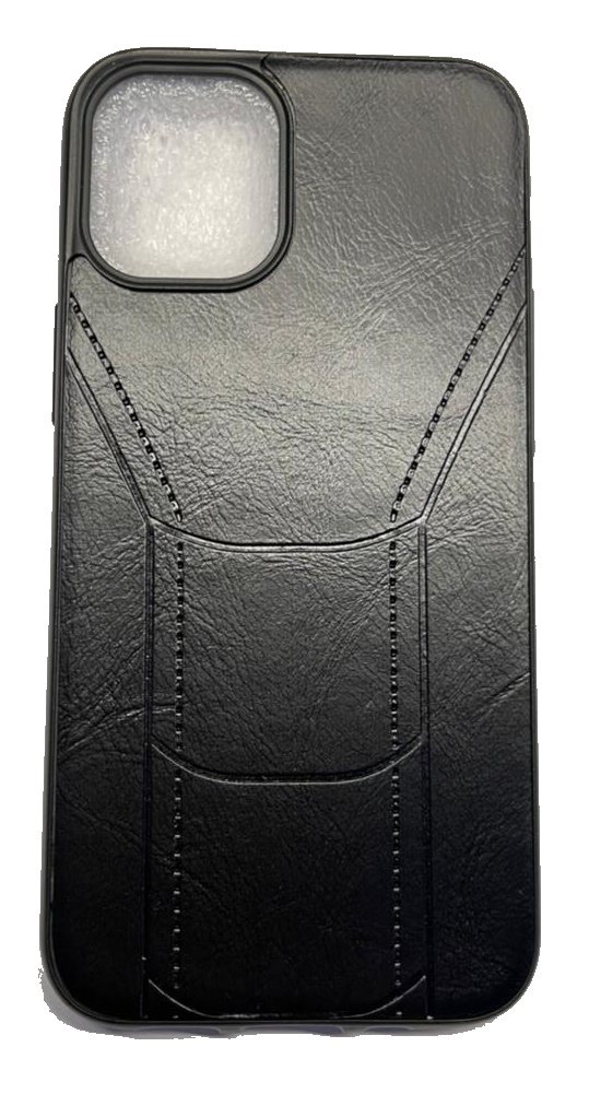 Чехол-накладка для iPhone 12/12 Pro PU черный с полосами
