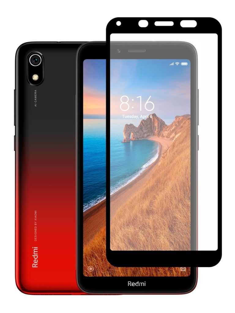 Защитное стекло Xiaomi Redmi 7A (тех упак) черное