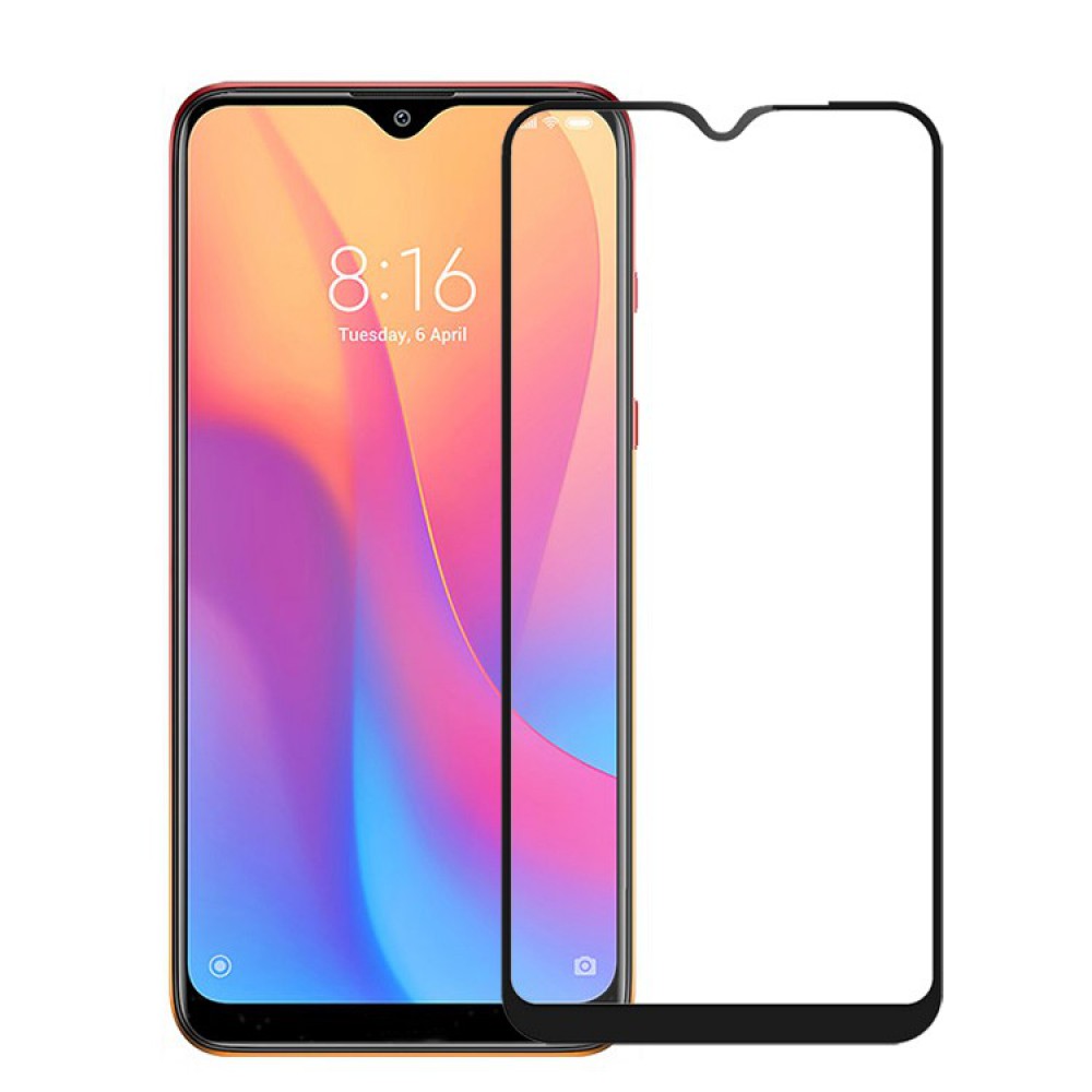 Защитное стекло для Xiaomi Redmi 8/ 8A Full (тех упак) черное