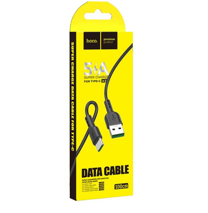 Кабель Hoco X33 Type-C - USB 5A чёрный, 1м