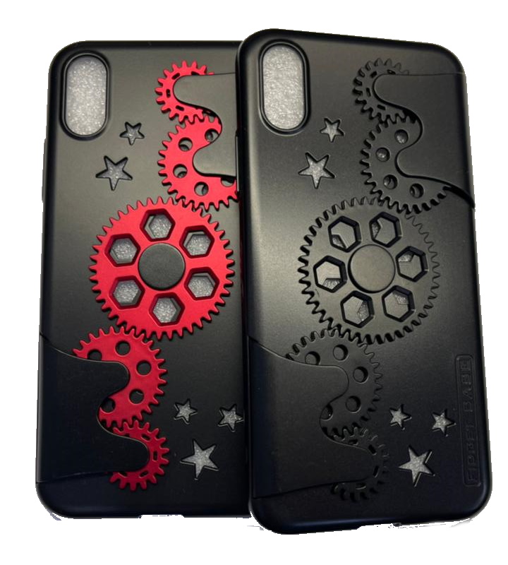 Чехол-накладка для iPhone XS Max Fidget Case шестеренки