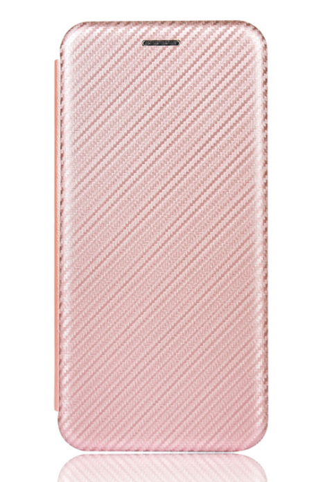 Чехол-книжка для Samsung Galaxy A12 PU карбон розовый