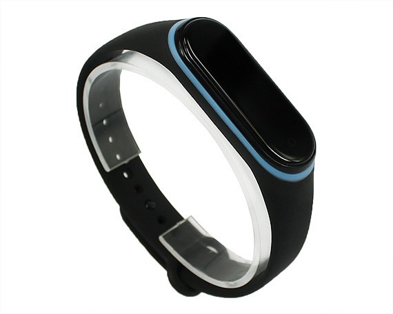 Ремешок Xiaomi Mi Band 3/4 силиконовый черно-голубой