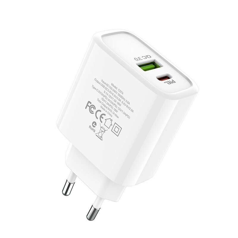 Сетевое ЗУ HOCO 1USB + USB Type-C C57A QC3.0