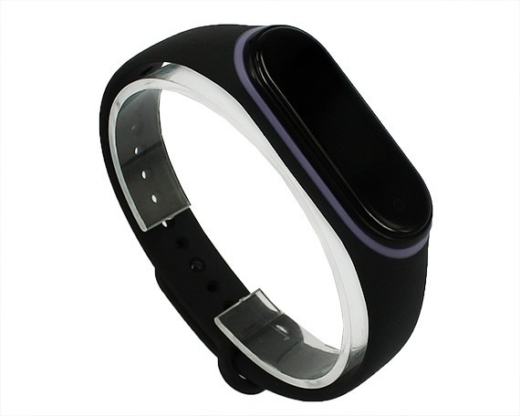 Ремешок Xiaomi Mi Band 3/4 силиконовый черно-фиолетовый