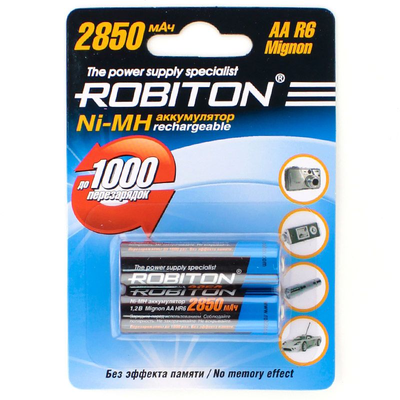 Аккумулятор AA Robiton R6 2-BL 2850mAh, цена за 1 упаковку