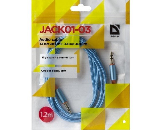 Кабель AUX 3.5 mm jack - 3.5 mm jack Defender 1.2m (синий)