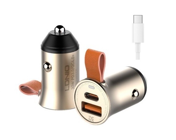 АЗУ-1USB + USB Type-C Ldnio C509Q + кабель micro, черно-золотой