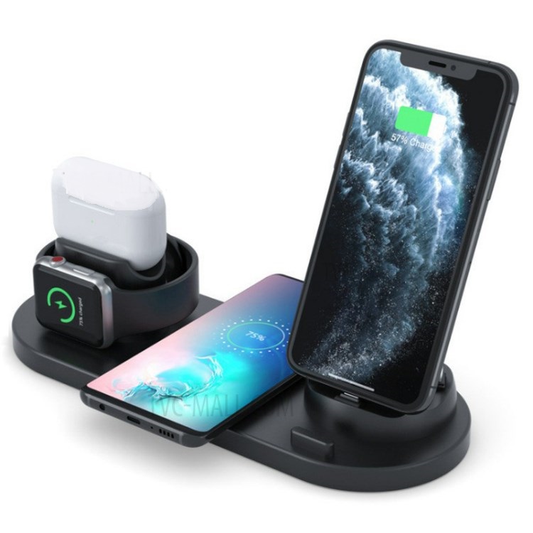 Док станция YS08 Wireless Charger +AirPods+watch series (4in1) черная
