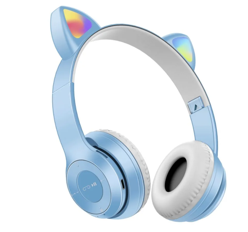 Беспроводные наушники со светящимися ушками Wireless Cat Ear P47M Синие