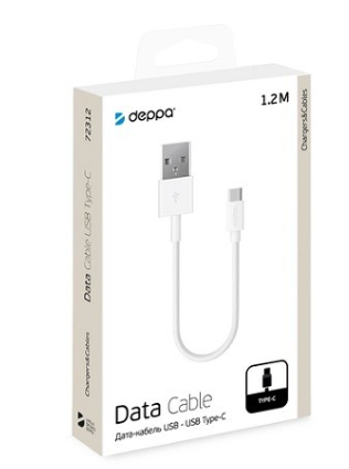 Кабель Deppa Type-C - USB 2.4A белый, 1.2м