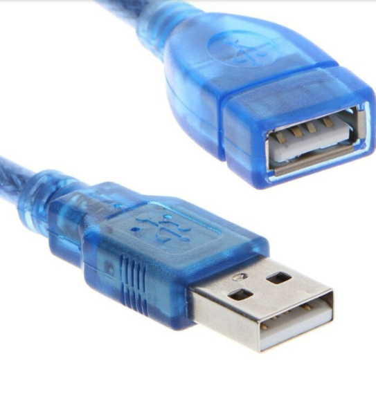 Удлинитель USB - кабель AM-AF, провод с фильтром 2,4А, длина 1,5м., синий (силикон )