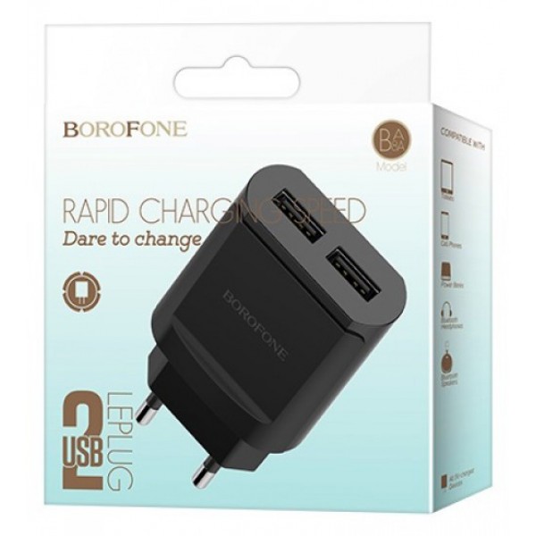 СЗУ Borofone BA8A 2USB 2.4А черный