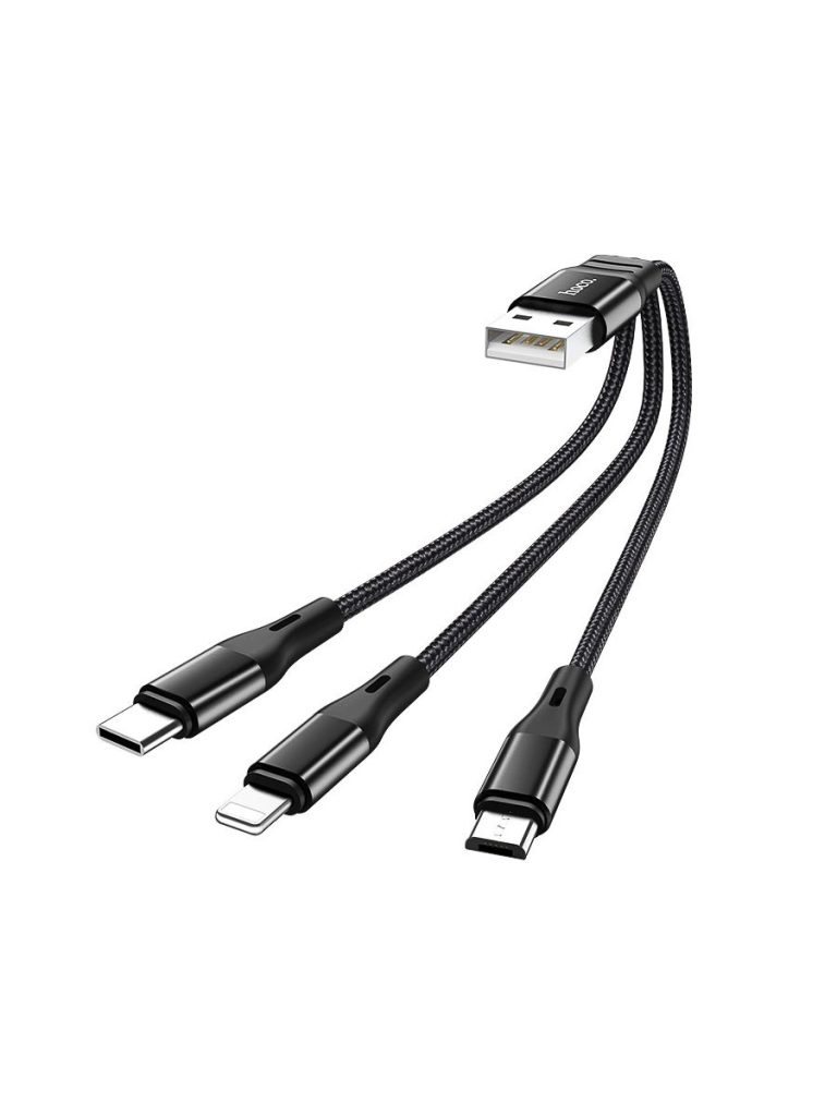 Дата-кабель Hoco X30 Lightning+MicroUSB+Type-C черный