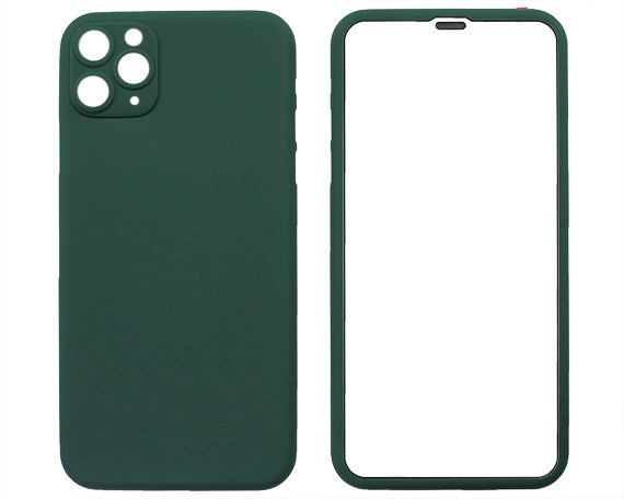 Защита 360 iPhone 11 Pro Max темно-зеленая (защитное стекло+задняя крышка)